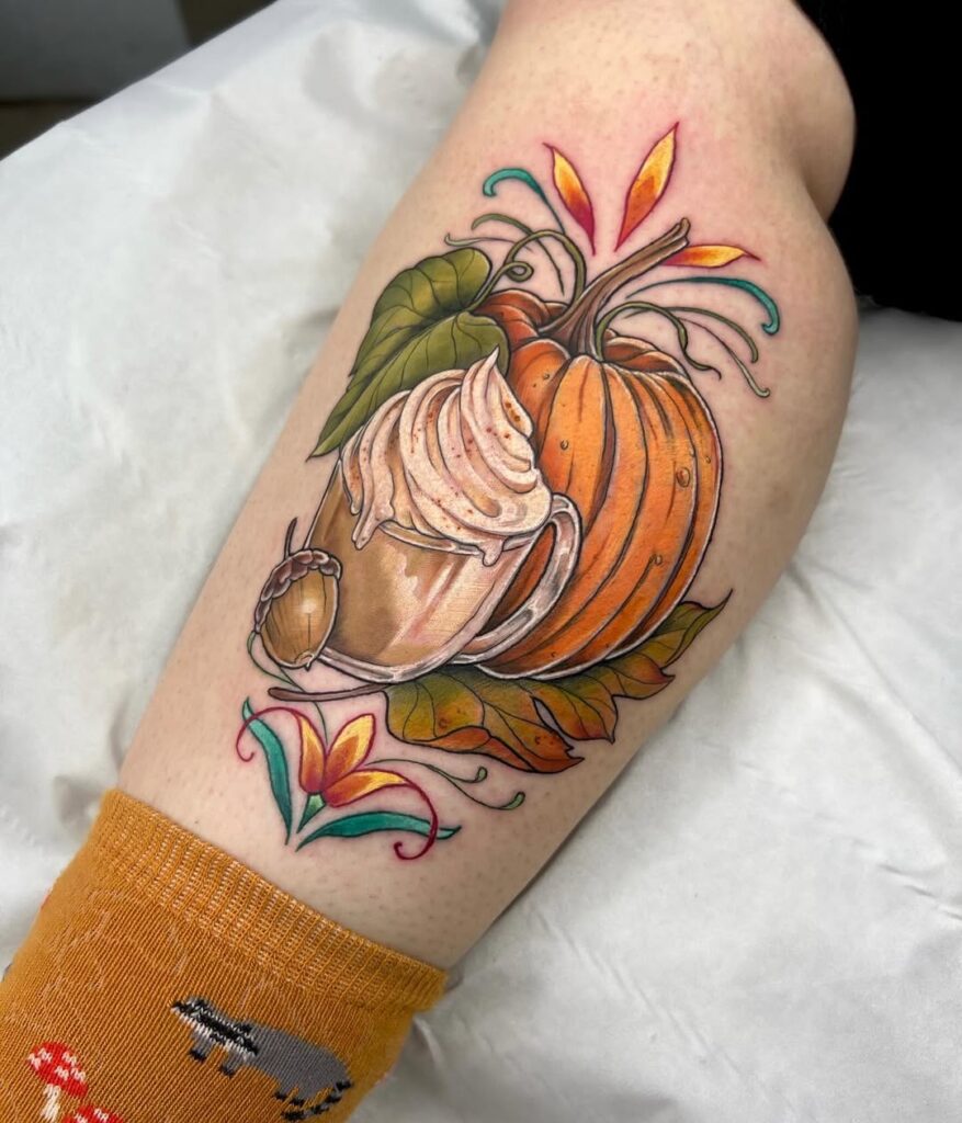 tatuaj inspirat de toamna cu pumpkin spice latte