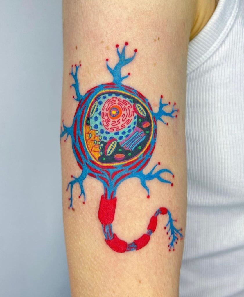 design tatuaj științific cu neuron